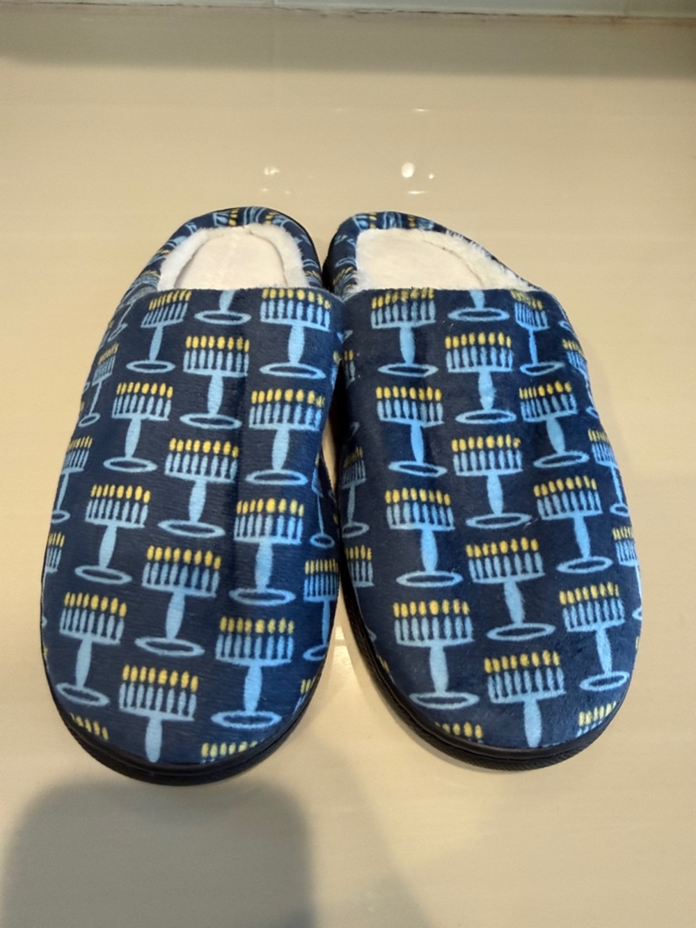 Kids 5 Y Blue Menorah Hanukkah Pattern Slip-On Slippers new soft